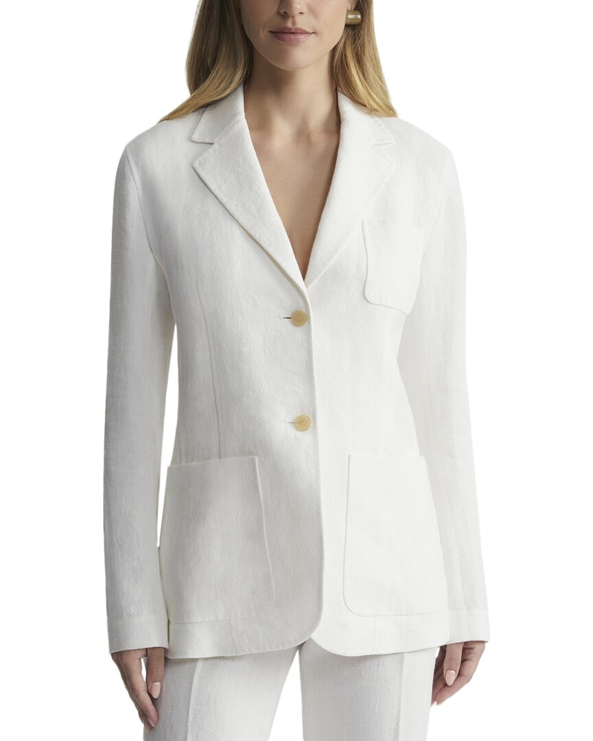 Lafayette 148 New York Three Pocket Linen Blazer White