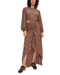 Maje Silk-Blend Dress Brown