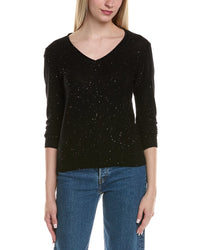 Sofiacashmere Sequin Deep V Wool & Cashmere-Blend Sweater