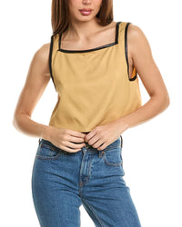 Weworewhat Linen-Blend Crop Top Brown Multi Regular 16 (XL)