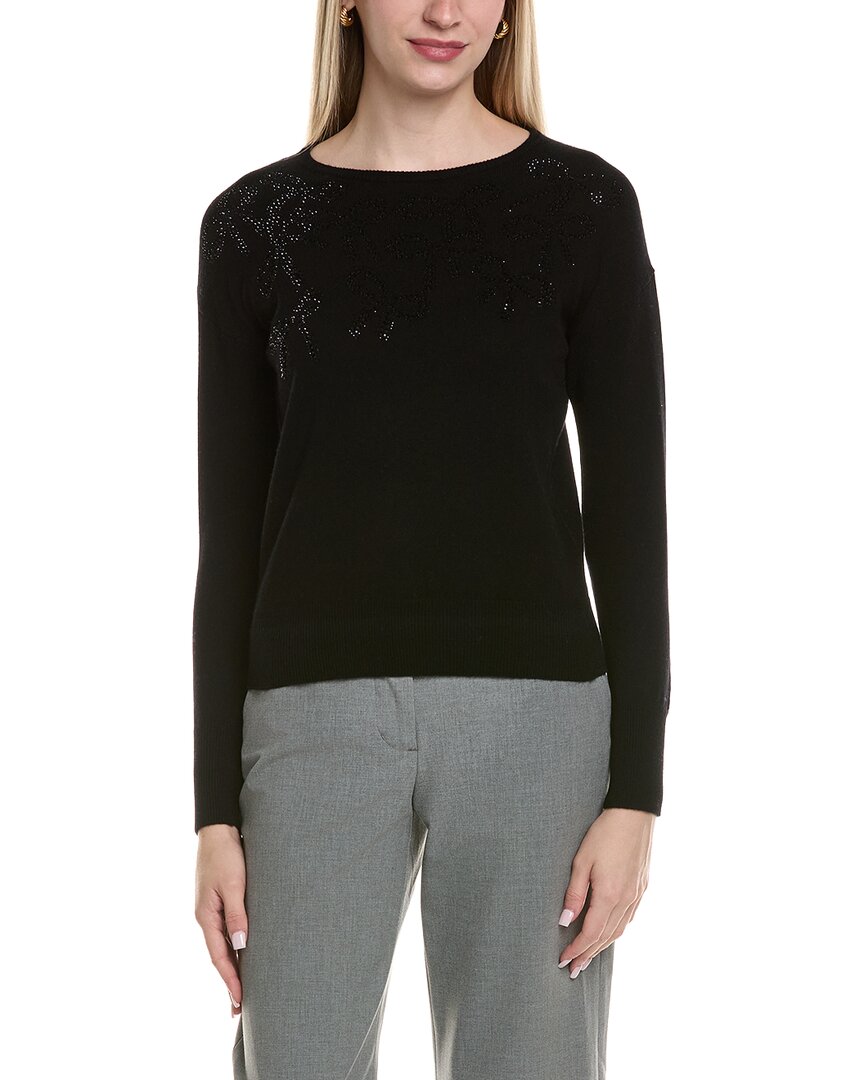 Sofiacashmere Bow Embellishment Wool & Cashmere-Blend Sweater