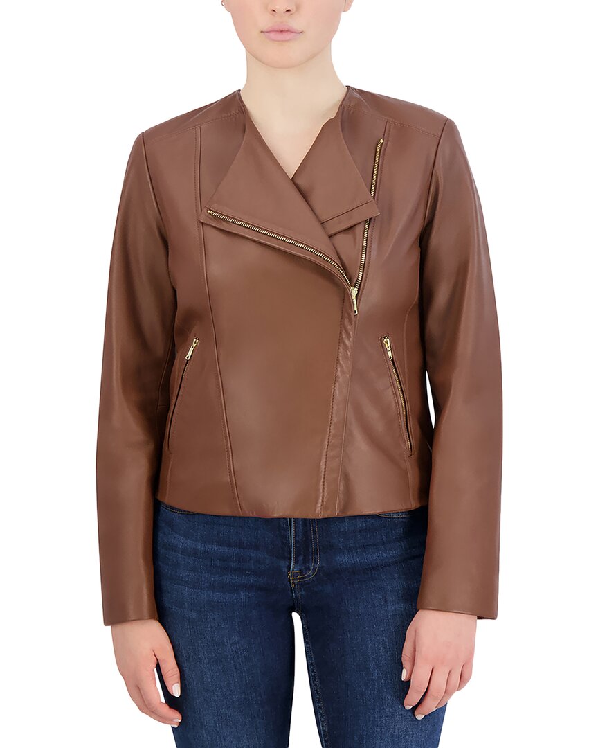 Cole Hann Asymmetrical Leather Jacket