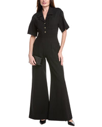 Carolina Herrera Button-Down Wool-Blend Jumpsuit 0 Black