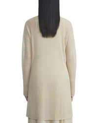 Lafayette 148 New York Pleated Rib Stitch Silk Cardigan
