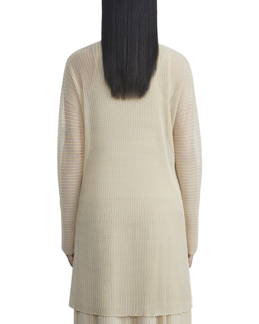 Lafayette 148 New York Pleated Rib Stitch Silk Cardigan