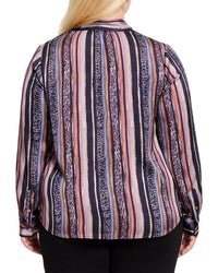 Nic+Zoe Womens Nic + Zoe Animal Stripe Shirt, 1X