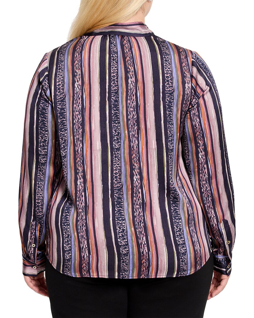 Nic+Zoe Womens Nic + Zoe Animal Stripe Shirt, 1X