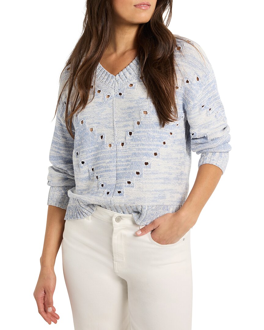 Nic + Zoe Pointelle Cord Sweater Blue Mix