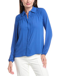 T Tahari Button-Down Blouse Blue