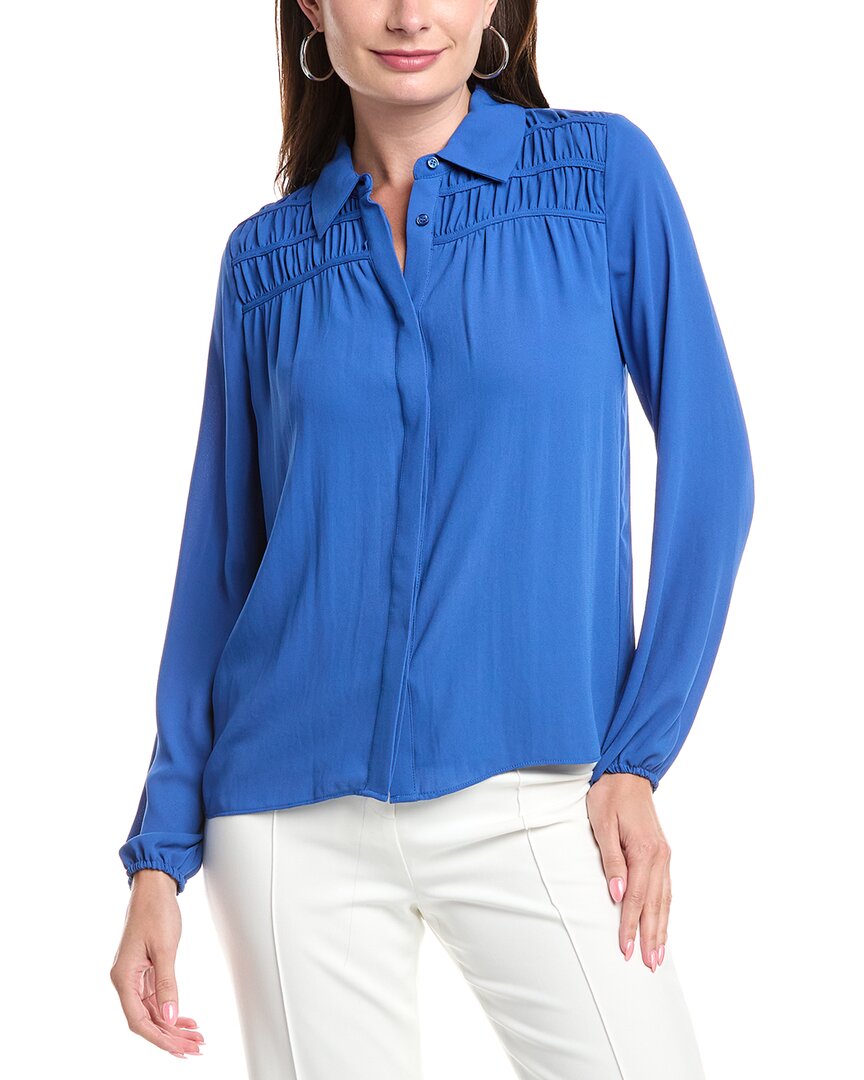 T Tahari Button-Down Blouse Blue