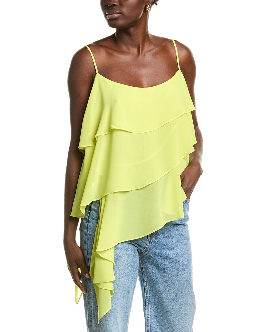 Bcbgmaxazria Tiered Sleeveless Blouse Yellow Regular 00 (XXS)
