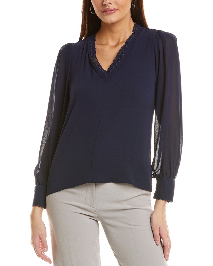 Cece Scallop Trim Blouse