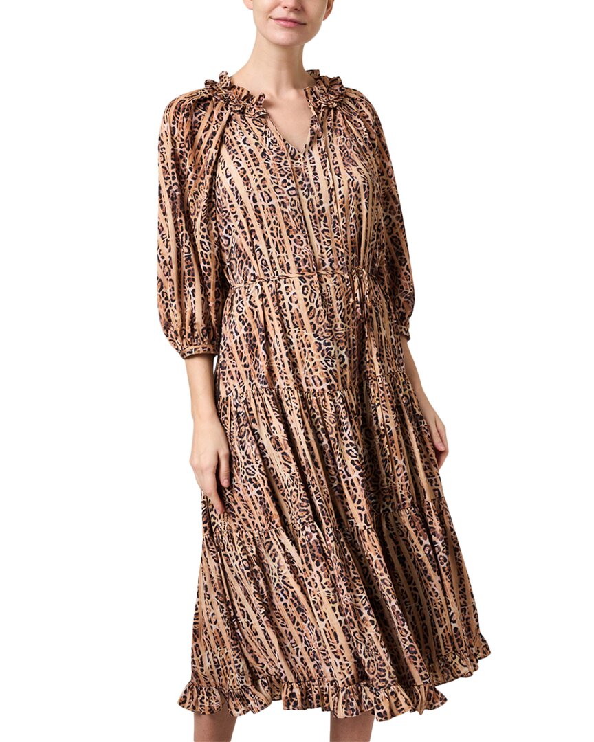 Kobi Halperin Midi Dress, Brown / Regular 12 (L)