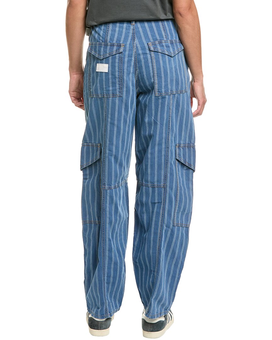 Ganni Light Stripe Denim Cargo Pant
