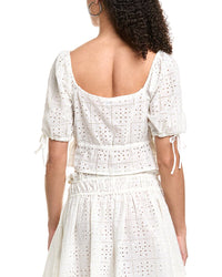 Ganni Light Broderie Anglaise Cropped Top