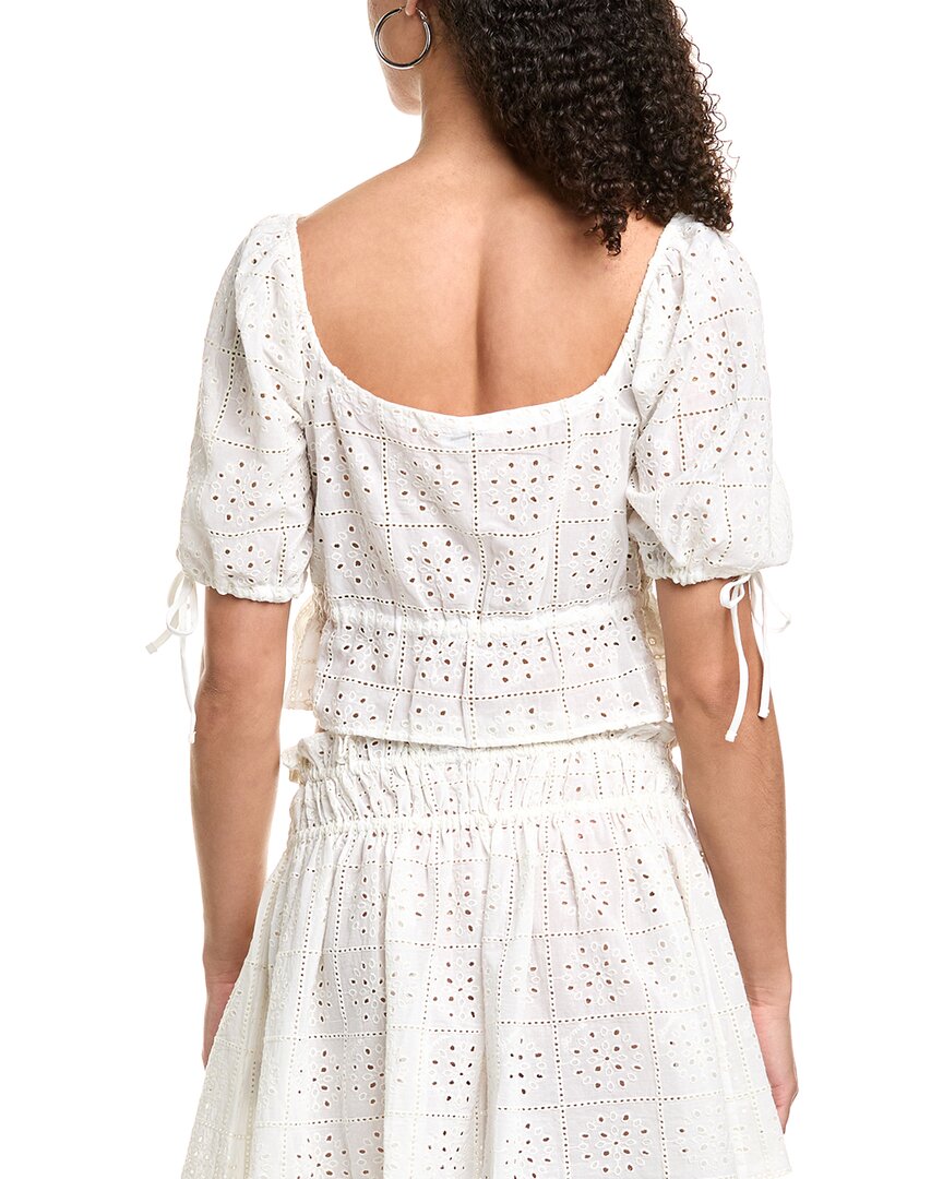 Ganni Light Broderie Anglaise Cropped Top