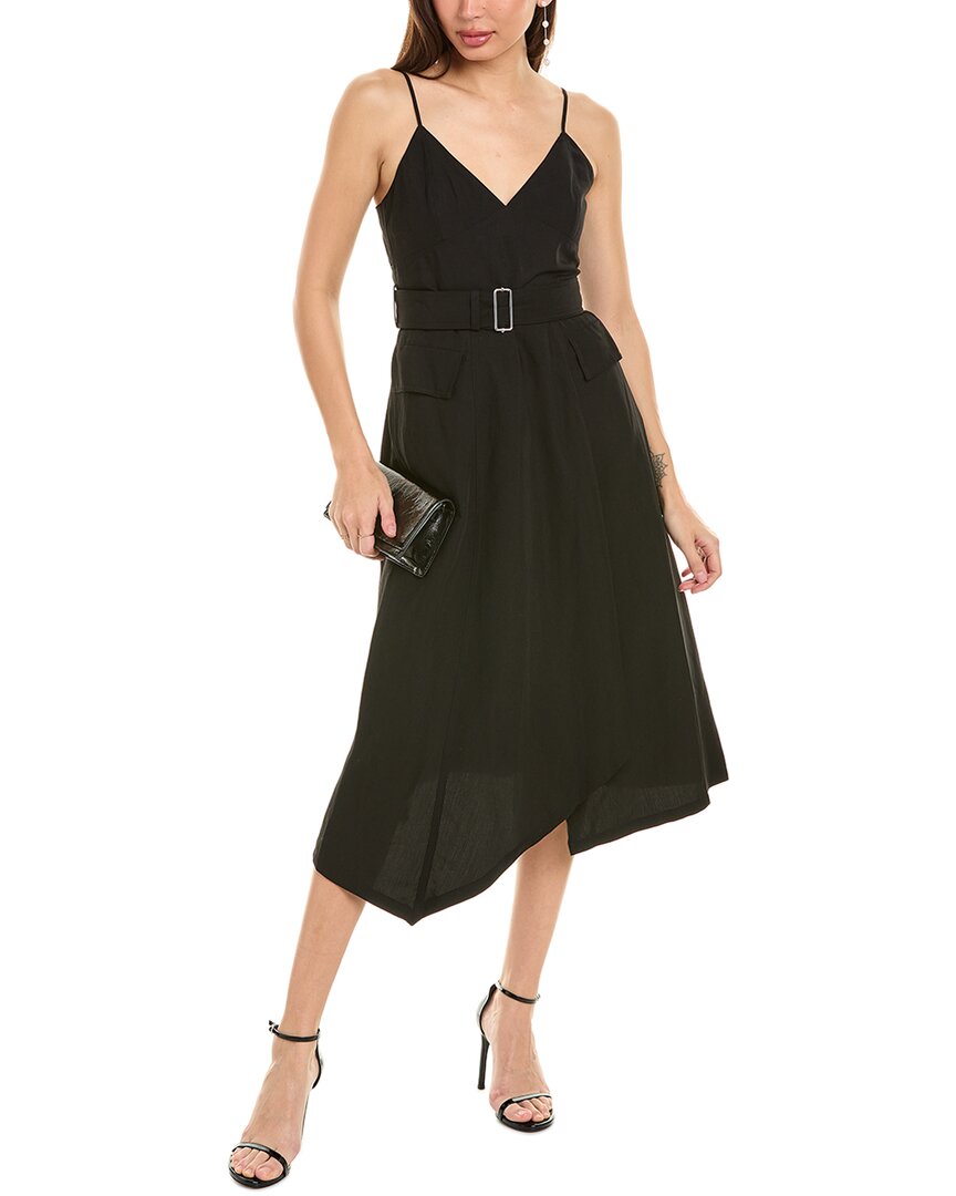A.L.C. Jacquelyn Linen-Blend Midi Dress, 0 / Black A.L.C. Jacquelyn Linen-Blend Midi Dress, 0 / Black