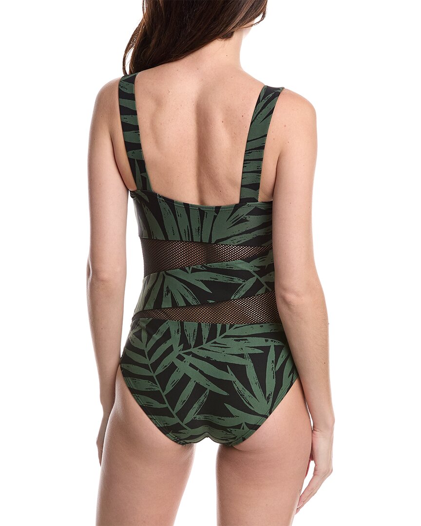 Carmen Marc Valvo Carmen Marc Valvo Spliced Square Neckline One-Piece