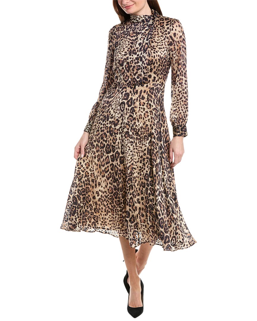 Elie Tahari Gathered Cutout Silk-Blend Midi Dress