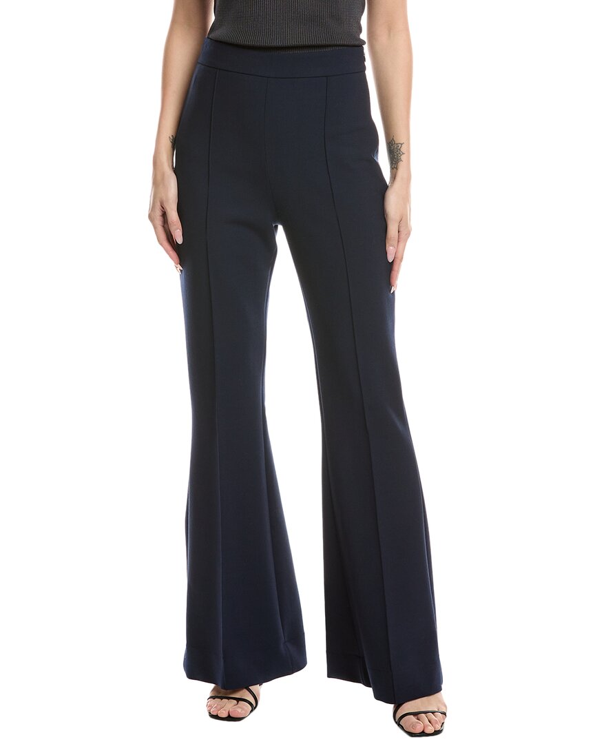Oscar De La Renta Side Zip Flare Stretch Wool-Blend Pant