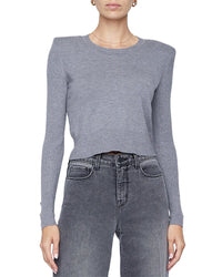 L’AGENCE L'agence Sky Button Detail Crop Crew Top