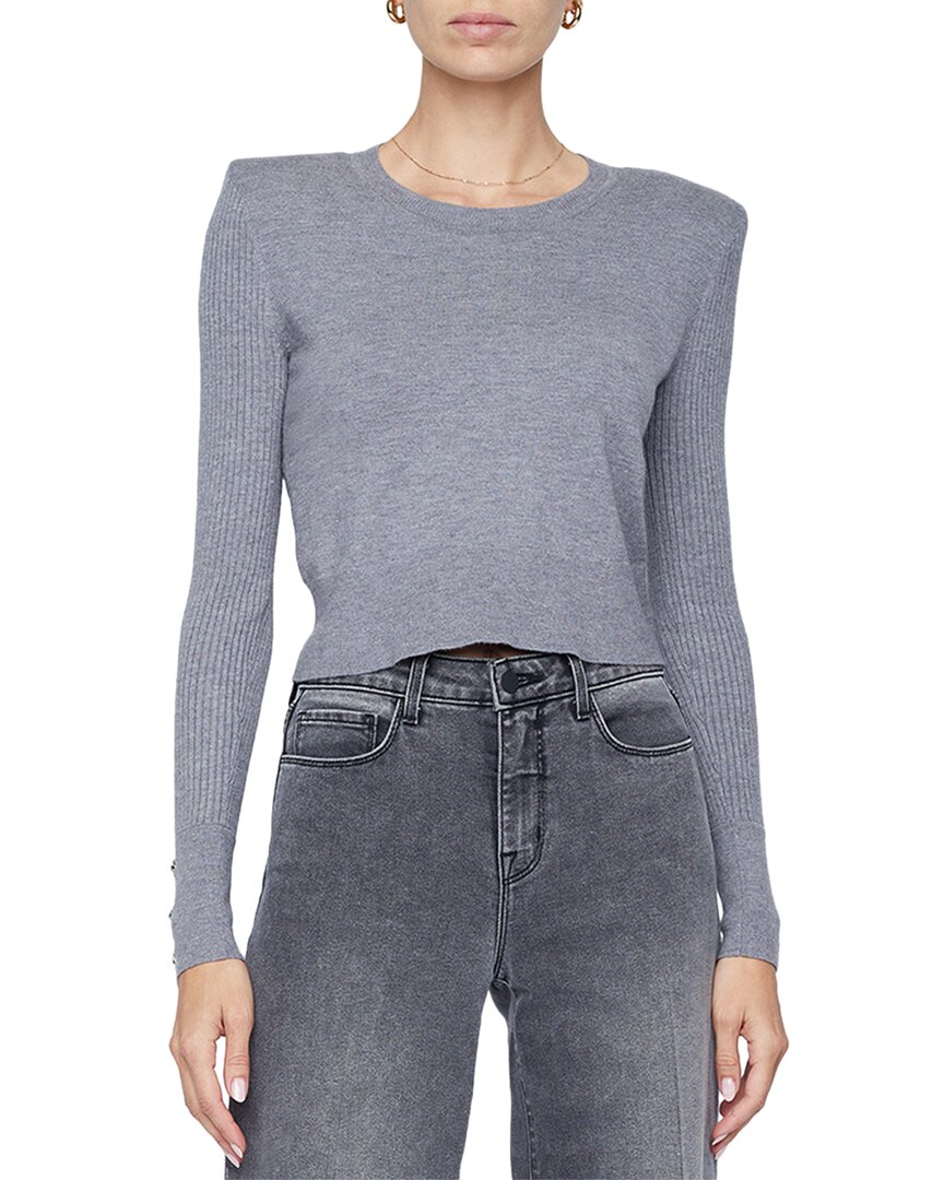 L’AGENCE L'agence Sky Button Detail Crop Crew Top