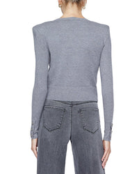 L’AGENCE L'agence Sky Button Detail Crop Crew Top