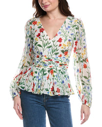 Rebecca Taylor Botanica Fleur Peplum Blouse White 2