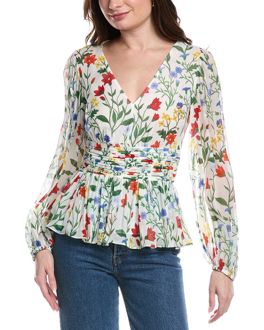 Rebecca Taylor Botanica Fleur Peplum Blouse White 2