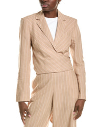 Bcbgmaxazria Cropped Front Tie Linen-Blend Jacket Brown Multi