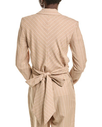 Bcbgmaxazria Cropped Front Tie Linen-Blend Jacket