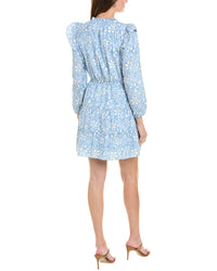 Sail To Sable Ruffle Neck Silk-Blend Mini Dress