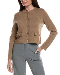Bruno Magli Merino Wool Cropped Crewneck Jacket