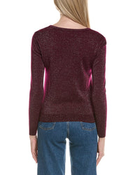 Sofiacashmere Lurex V-Neck Wool & Cashmere-Blend Sweater