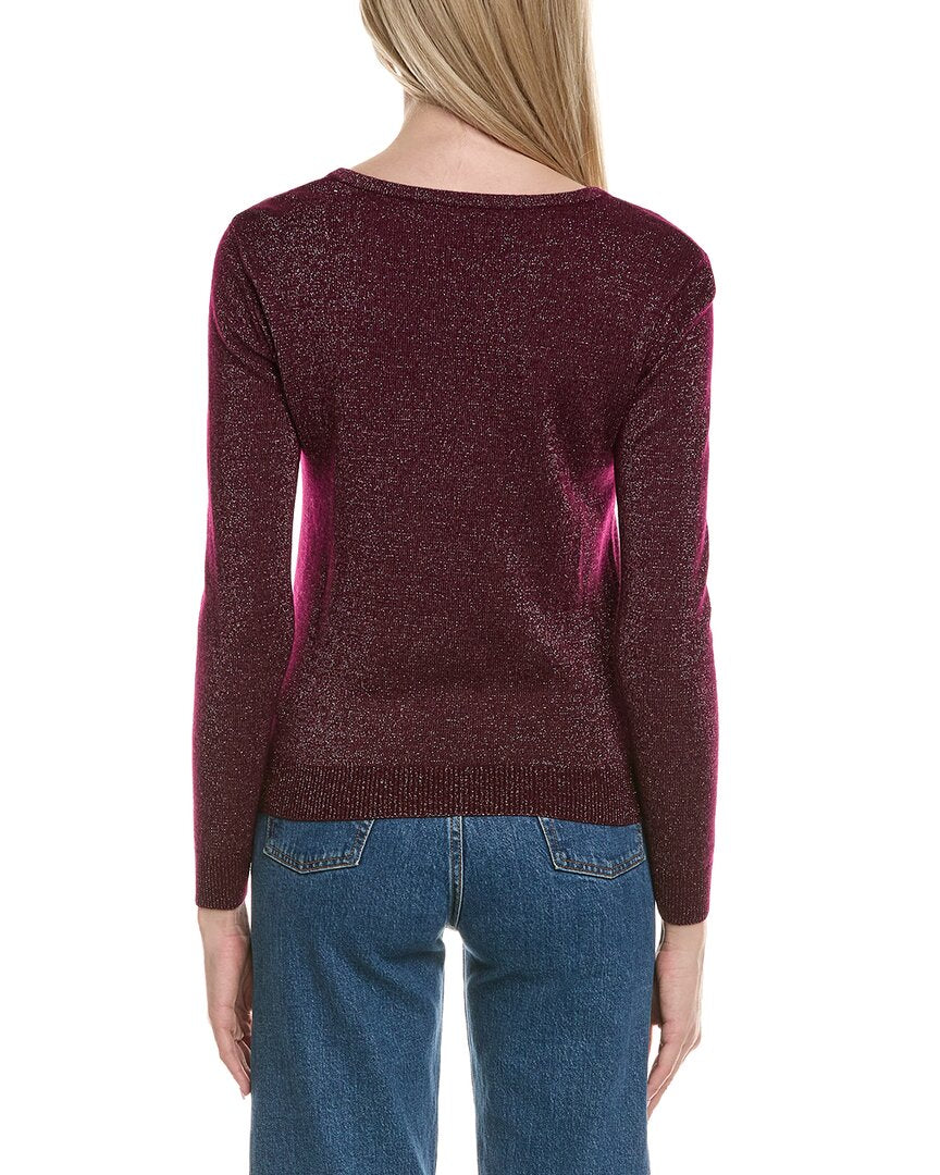 Sofiacashmere Lurex V-Neck Wool & Cashmere-Blend Sweater