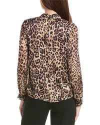 Elie Tahari Gathered Cutout Silk-Blend Blouse