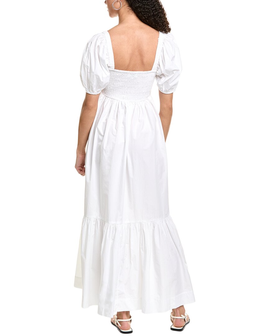 ganni poplin maxi dress Ganni Poplin Smocked Maxi Dress, White / 34