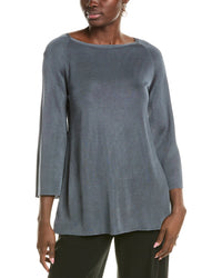 Lafayette 148 New York Bi Color A Line Sweater Blue Petite 0 (XS)