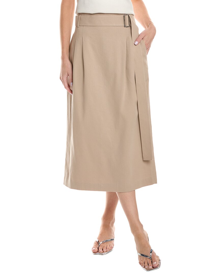 Lafayette 148 New York Belted Midi Skirt Brown Multi