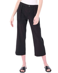Marrakech Tori Linen-Blend Cropped Pant Black