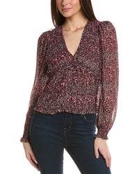 Isabel Marant Etoile Nibel Silk-Trim Top Brown Multi
