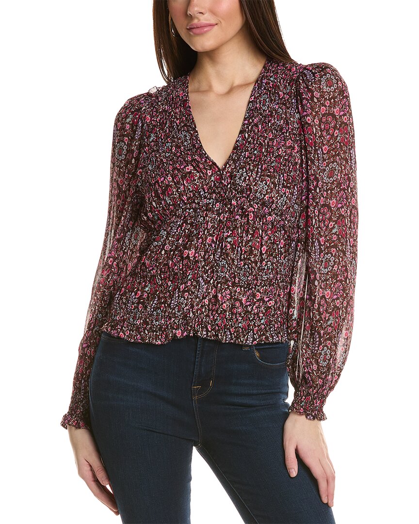 Isabel Marant Etoile Nibel Silk-Trim Top Brown Multi
