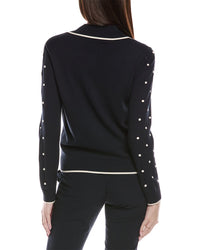 St. John Bobble Intarsia Pointelle Knit Jacket
