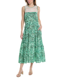 Monte And Lou Elation Lace Yoke Midi Dress Green