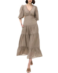 Bgl Silk-Blend Midi Dress Beige