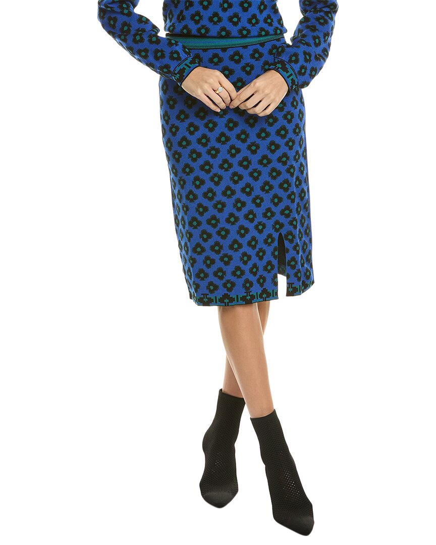 Diane Von Furstenberg Gusta Wool-Blend Pencil Skirt Blue Regular 00 (XXS)