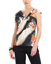 Natori Mayumi Asymmetrical Silk-Blend Halter Top Black Regular 4 (S)