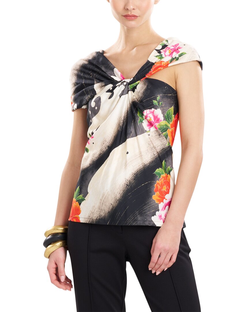 Natori Mayumi Asymmetrical Silk-Blend Halter Top Black Regular 4 (S)