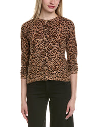 Sofiacashmere Animal Print Wool & Cashmere-Blend Cardigan