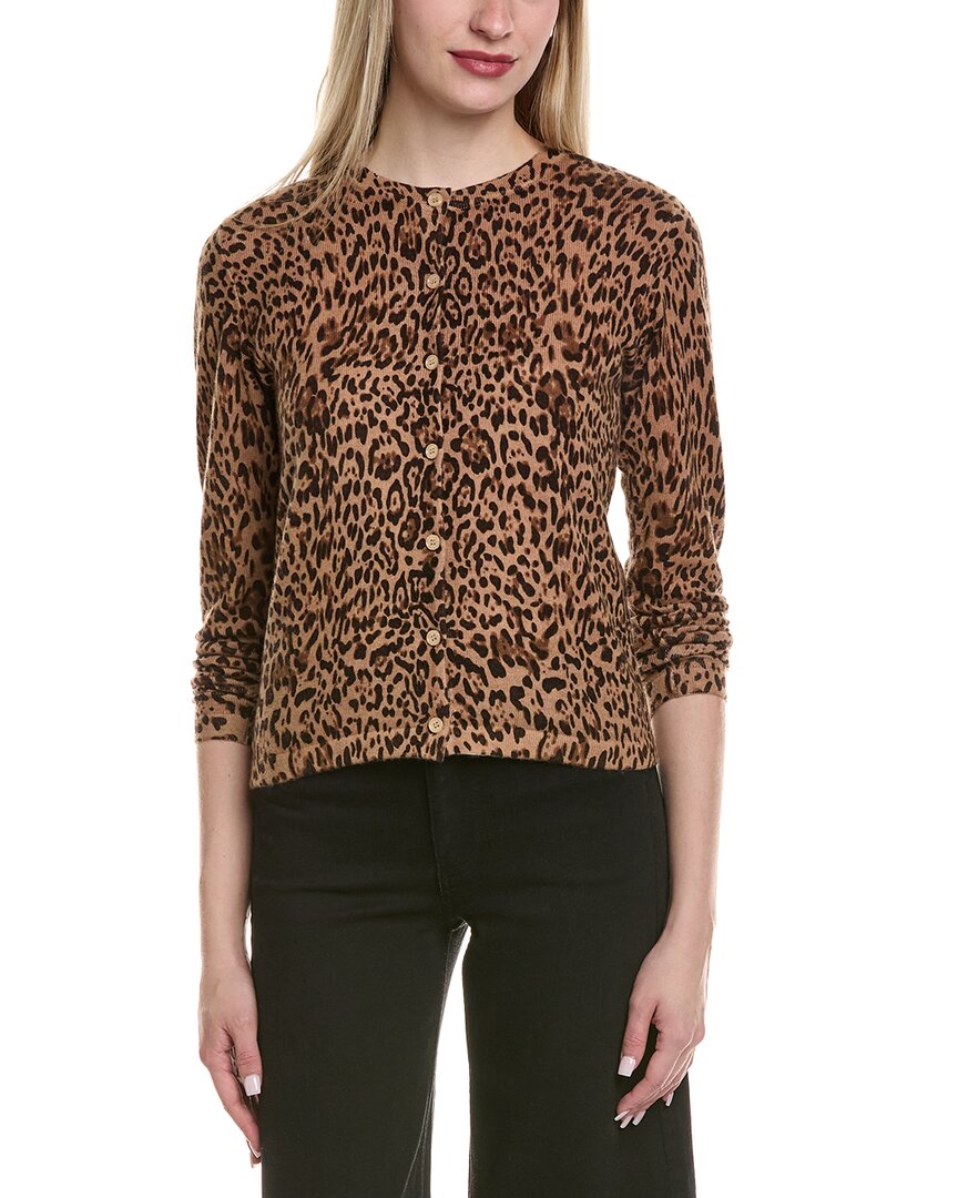 Sofiacashmere Animal Print Wool & Cashmere-Blend Cardigan